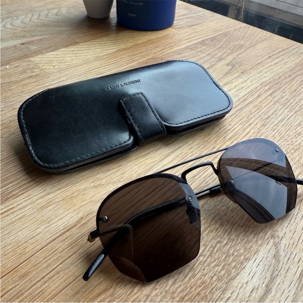 Saint Laurent Black Sunglasses with Leather Case